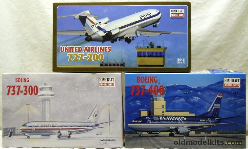 Minicraft 1/144 14448 Boeing 737-400 US Airways / 14446 Boeing 737-300 American / 14465 727 -200 United Airlines plastic model kit